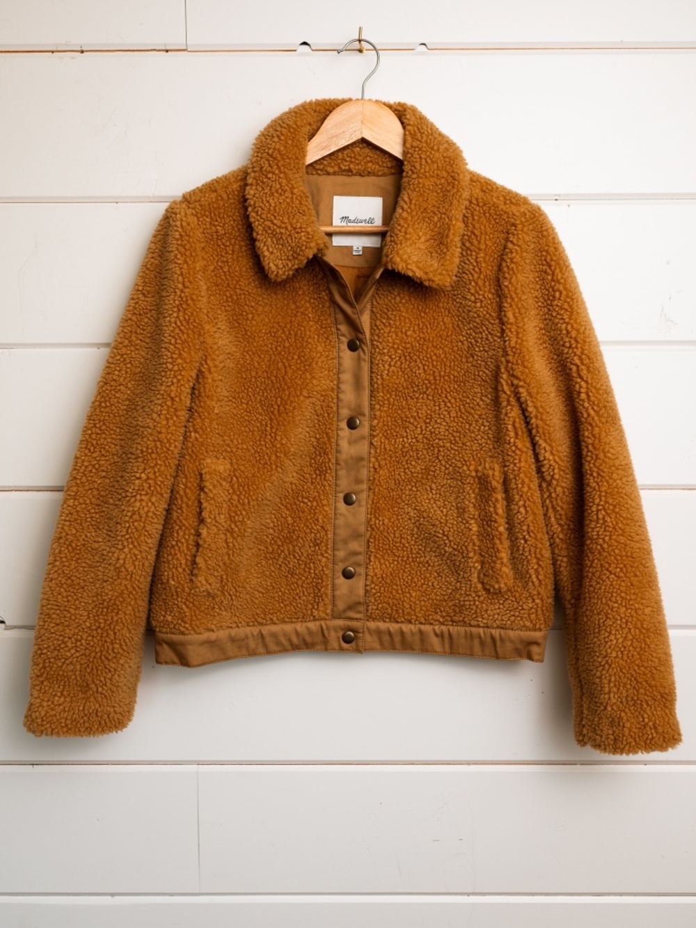 Madewell Teddy Sherpa Jacket Caramel Brown Size M Like New